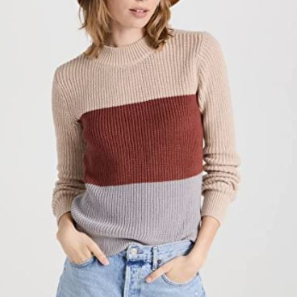Faherty Colorblock Stripe Cotton Crew Sweater - Small, NWOT